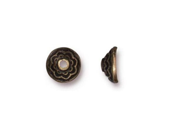 TierraCast Lotus Bead Cap - Antiqued Brass Plated (Each)