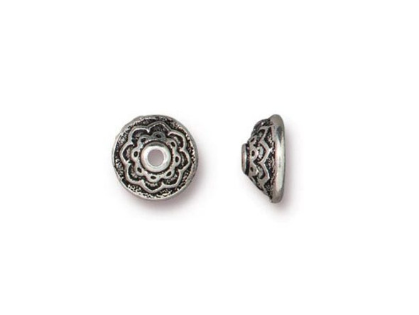 TierraCast Lotus Bead Cap - Antiqued Silver Plated (Each)