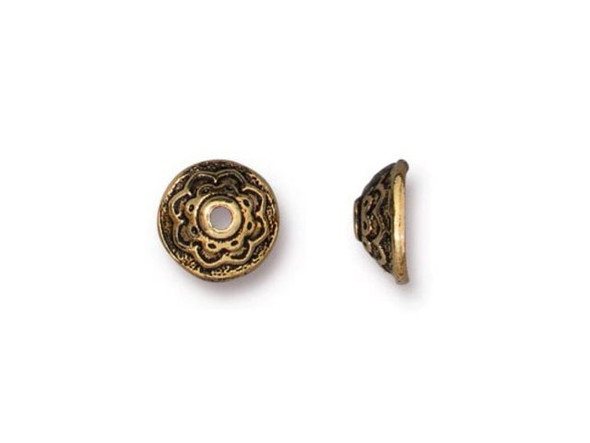 TierraCast Lotus Bead Cap - Antiqued Gold Plated (Each)