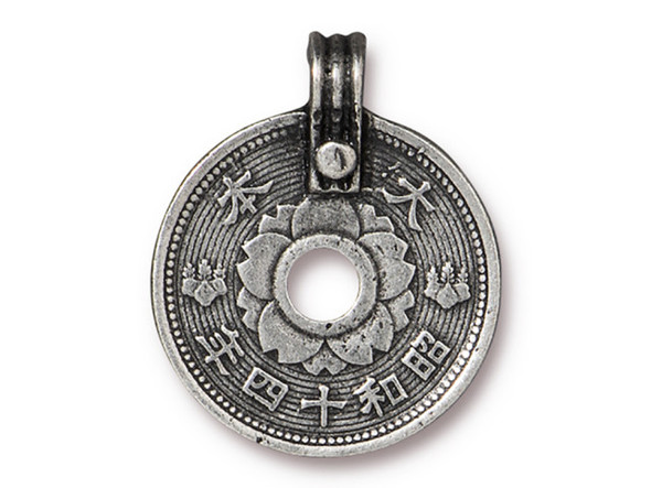 TierraCast Asian Coin Pendant - Antiqued Pewter (Each)