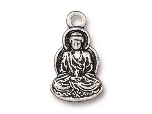 TierraCast Buddha Charm - Antiqued Silver Plated (Each)