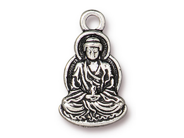 TierraCast Buddha Charm - Antiqued Silver Plated (Each)