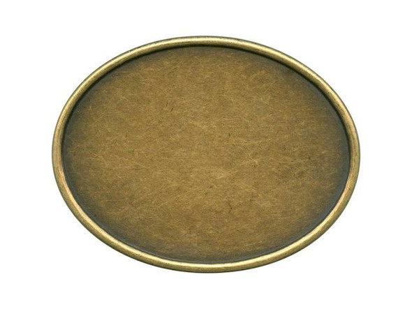 Antiqued Brass Plated Belt Buckle Blank, Oval, 84mm (Each)