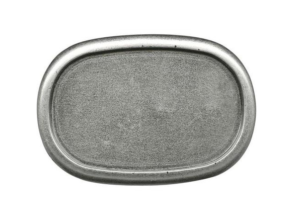 Antiqued Silver Plated Belt Buckle Blank, Rounded Rectangle, 87mm (Each)