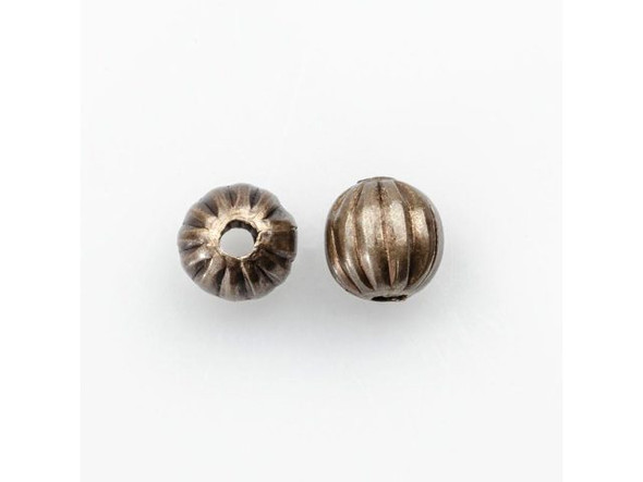 Vintaj Natural Brass Bead, 6.3mm Corrugated Round (10 Pieces)