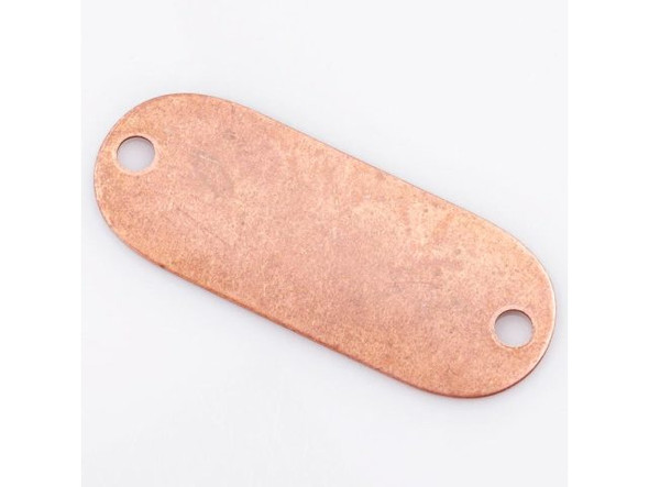 Vintaj Artisan Copper Blank, 46x18mm Oval with 2 Holes (pair)