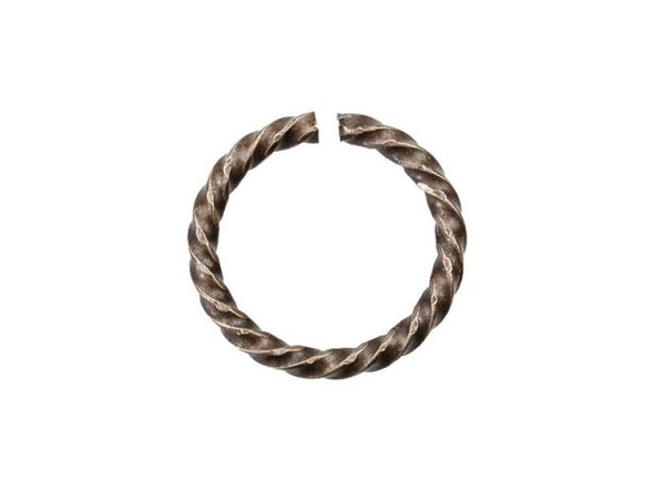 Vintaj Natural Brass Roped Cable Round Jump Ring, 14.5mm (pair)