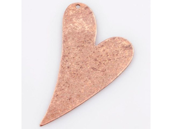 Vintaj Artisan Copper Blank, 40x25mm Artisan Heart with Hole (pair)