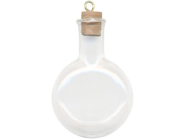 Bottle Charm, Glass Jar, Flask, Large (12 Pieces)