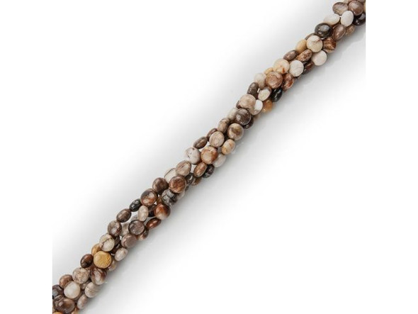 Wood Opalite 8mm Puffed Coin Gemstone Beads (strand)