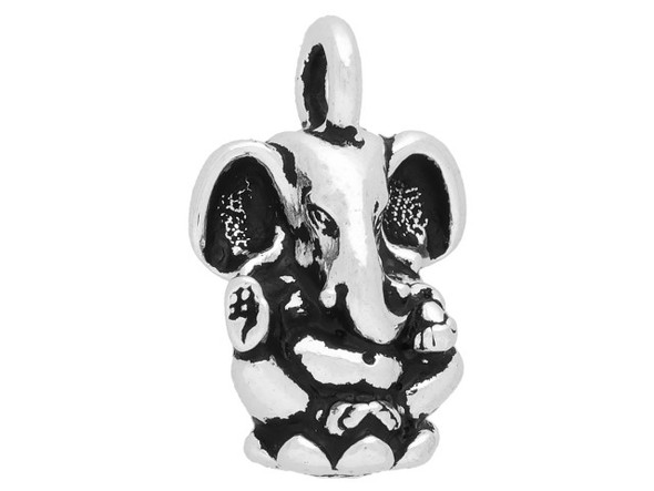 TierraCast 18mm Ganesh Charm - Antiqued Silver Plated (Each)