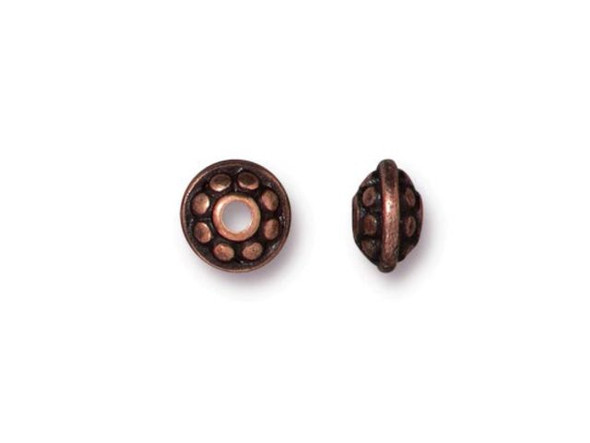 TierraCast Dotted 7mm Spacer Bead - Antiqued Copper Plated (Each)