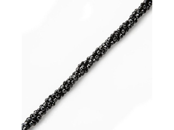 4mm Faceted Diamond Cut Coin Gemstone Bead, Black Spinel (strand)