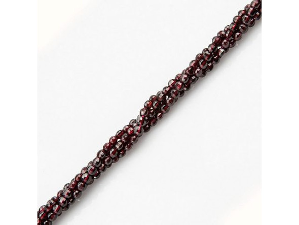4mm Faceted Diamond Cut Coin Gemstone Bead, Red Garnet (strand)
