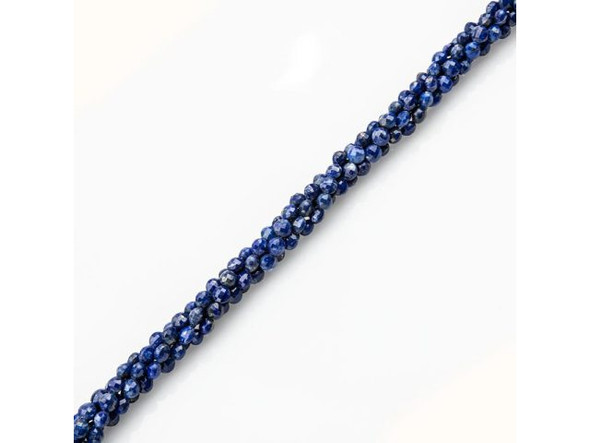 4mm Faceted Diamond Cut Coin Gemstone Bead, Lapis Lazuli (strand)
