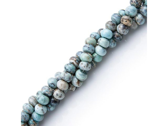14x10mm Rotund Gemstone Bead, Terra Agate - Turquoise (strand)