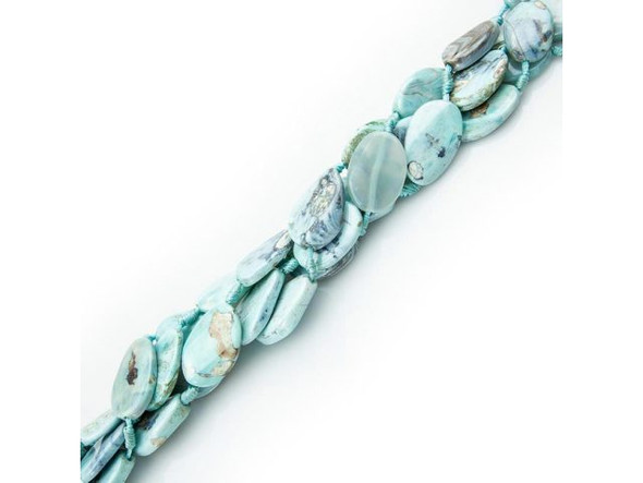 20x30mm Freeform Puffed Oval Gemstone Bead, Terra Agate - Turquoise (strand)