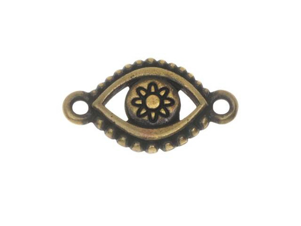 TierraCast Evil Eye Connector, 2-Loop - Antiqued Brass Plated (Each)