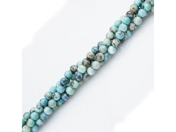 8mm Round Gemstone Bead, Terra Agate - Turquoise (strand)