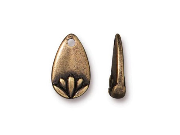 TierraCast 13mm Lotus Petal Charm - Antiqued Brass Plated (Each)