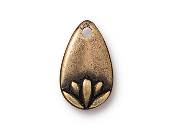 TierraCast 13mm Lotus Petal Charm - Antiqued Brass Plated (Each)