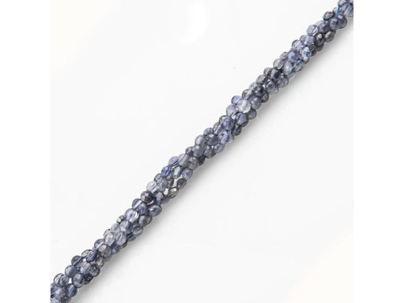 4mm Faceted Diamond Cut Coin Gemstone Bead, Iolite (strand)