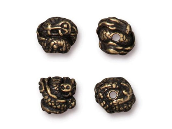 TierraCast Dragon Bead, 8mm - Antiqued Brass Plated (Each)