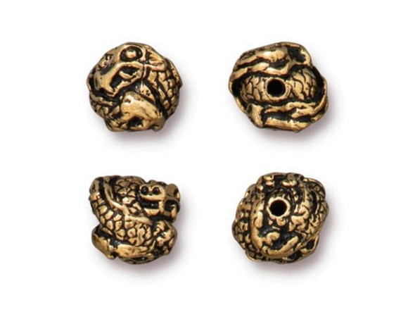 TierraCast Dragon Bead, 8mm - Antiqued Gold Plated (Each)