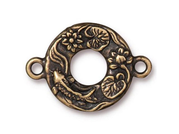 TierraCast Koi Link Connector, 2-Loop - Antiqued Brass Plated (Each)