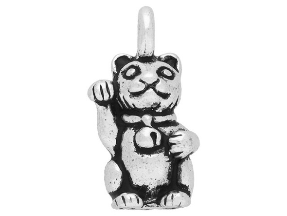 TierraCast Beckoning Kitty Charm - Antiqued Silver Plated (each)