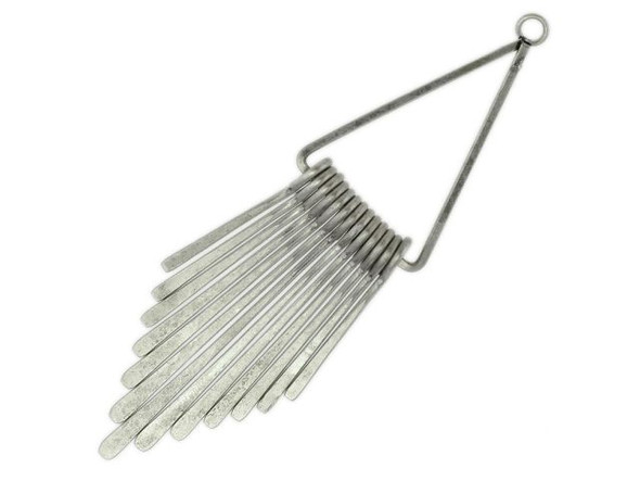 21x80mm Graduated Pendant, Long Flattened Paddle Set - Antiqued Silver Plated (Each)