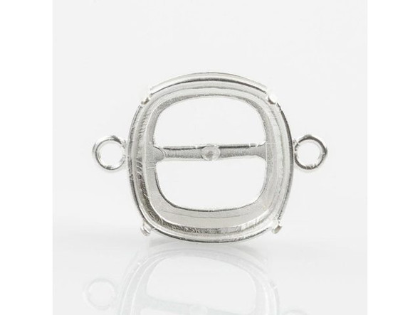 Bezel Setting for 12mm Cushion Stone, 2 Loops - Silver Plated (Each)