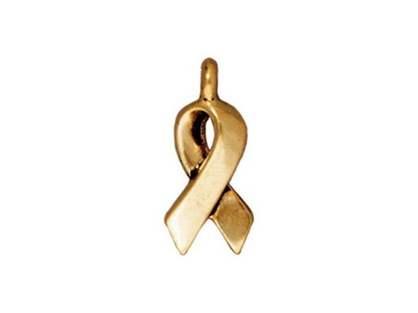 TierraCast 17x7mm Awareness Ribbon Charm - Antiqued Gold Plated (Each)