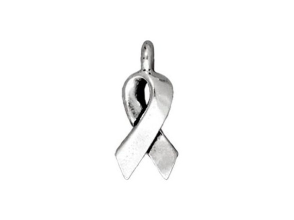 TierraCast 17x7mm Awareness Ribbon Charm - Antiqued Silver Plated (Each)