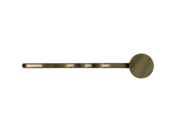 Antiqued Brass Plated Bobby Pin, 10mm Round Pad (72 pcs)