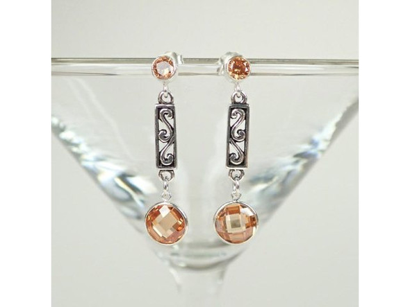 Sterling Silver Tube Bezel Post Earring with Loop (pair)