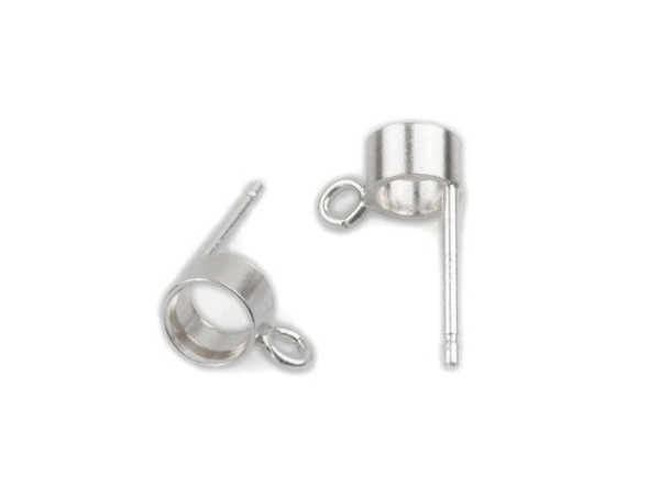 Sterling Silver Tube Bezel Post Earring with Loop (pair)