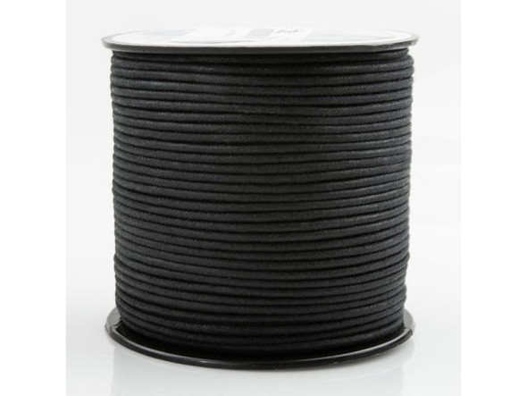 Waxed Cotton Cord, 2mm, 75yd - Black (Spool)