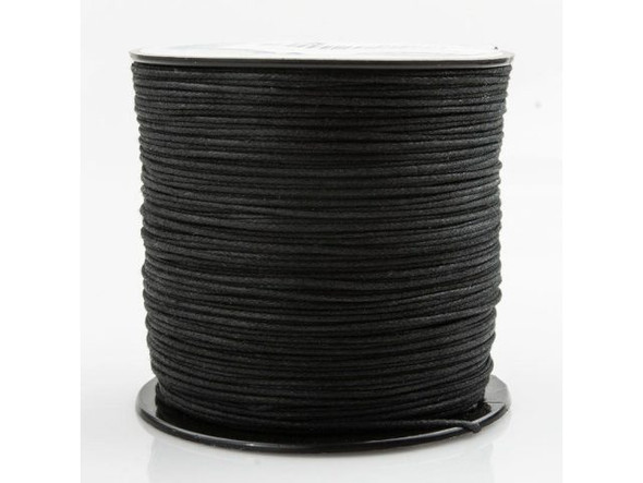 Waxed Cotton Cord, 1mm, 150yd - Black (150 yard)