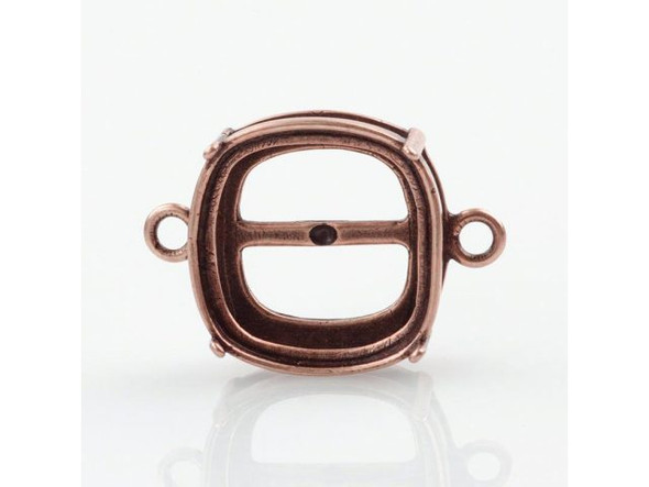 Bezel Setting for 12mm Cushion Stone, 2 Loops - Antique Copper Plated (Each)