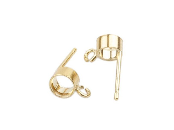 Gold Filled Disc Earring Posts 4 mm W/Ring