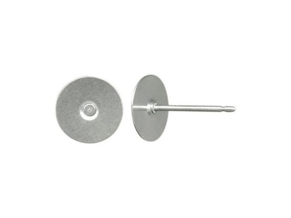 12mm Stainless Steel Stud Earring Posts with 6mm Glue Pads - 15 pairs set