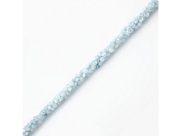 4mm Faceted Diamond Cut Coin Gemstone Bead, Aquamarine (strand)