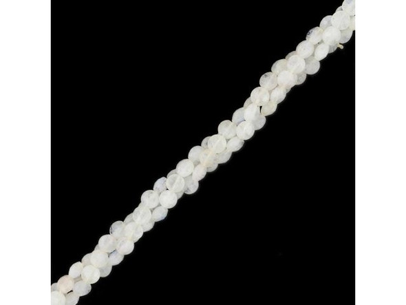 4mm Faceted Diamond Cut Coin Gemstone Bead, Moonstone (strand)
