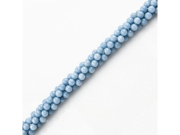 Beautiful strands of angelite gemstone beads impart a lovely light blue glow that looks heavenly in handcrafted jewelry designs! Angelite is associated with the throat chakra and its healing properties are said to include stress reduction and an increased sense of calm. It is also said to help people connect with spirit guides and angels. This semi precious stone is also sometimes called blue anhydrite.  Please see the Related Products links below for similar items, and more information about this stone.