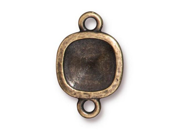 TierraCast Hammered 10mm Cushion Setting, 2 Loop - Antiqued Brass Plated (Each)