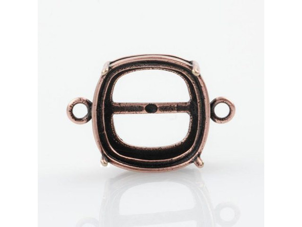 Bezel Setting for 12mm Cushion Stone, 2 Loops - Ant. Copper Plate (Each)