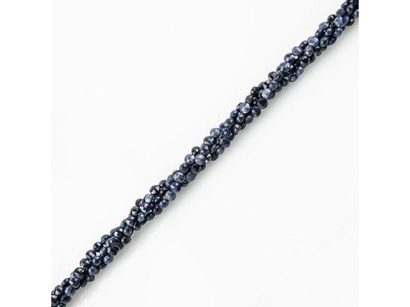 4mm Faceted Diamond Cut Coin Gemstone Bead, Sapphire (strand)