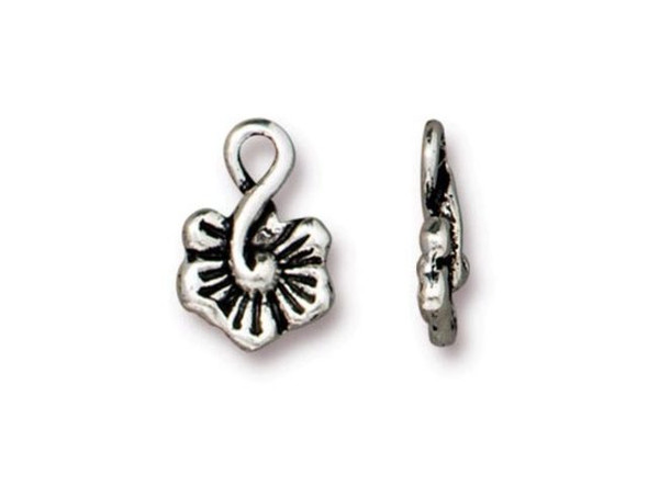 TierraCast Small Blossom Charm - Antiqued Silver Plated (Each)