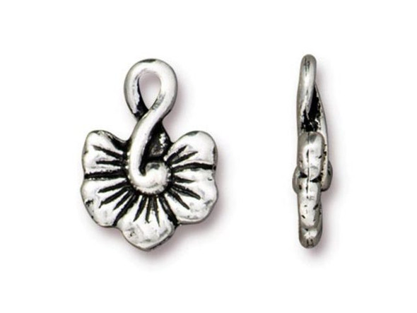 TierraCast Large Blossom Charm - Antiqued Silver Plated (Each)